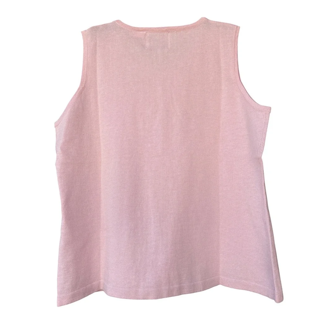 Storybook Knits Pink Beaded Sequins Floral Sleeveless Cottagecore Top NWT Size L - Picture 2 of 9